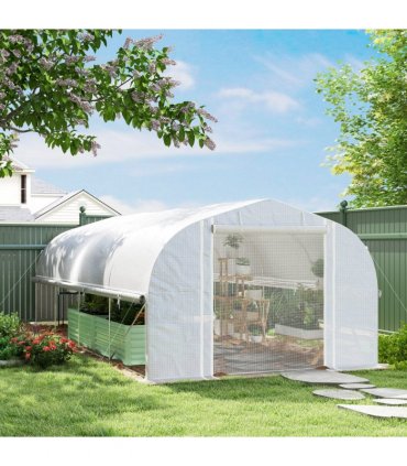 Outsunny Polytunnel Greenhouse W/ Roll-up Sidewalls, Mesh Door, 6 x 3 x 2m