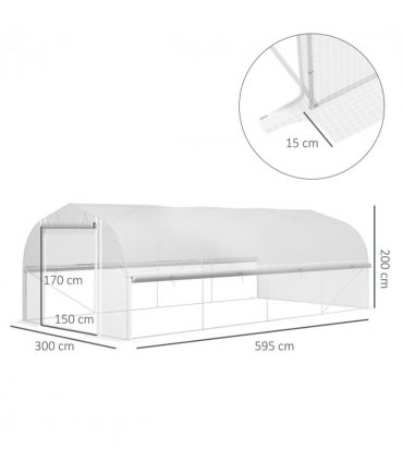 Outsunny Polytunnel Greenhouse W/ Roll-up Sidewalls, Mesh Door, 6 x 3 x 2m