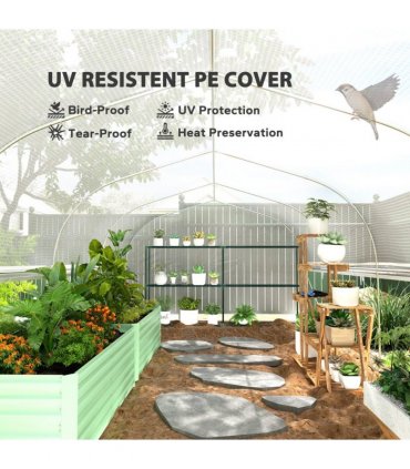 Outsunny Polytunnel Greenhouse W/ Roll-up Sidewalls, Mesh Door, 6 x 3 x 2m