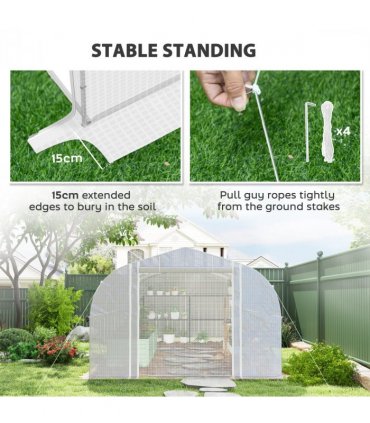 Outsunny Polytunnel Greenhouse W/ Roll-up Sidewalls, Mesh Door, 6 x 3 x 2m