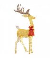 Outsunny Lighted Reindeer Christmas Decoration w/ Stakes Zip Ties Gold Tone