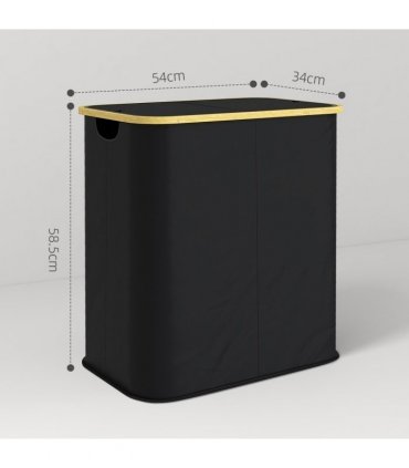 HOMCOM 80L Collapsible Laundry Hamper, Washing Basket for Bathroom, Black