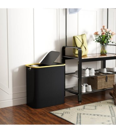 HOMCOM 80L Collapsible Laundry Hamper, Washing Basket for Bathroom, Black