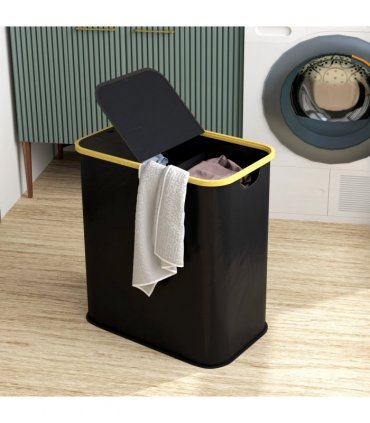 HOMCOM 80L Collapsible Laundry Hamper, Washing Basket for Bathroom, Black