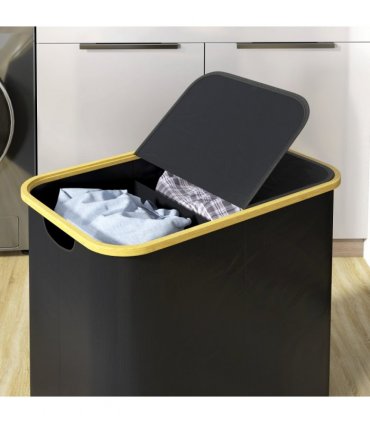 HOMCOM 80L Collapsible Laundry Hamper, Washing Basket for Bathroom, Black