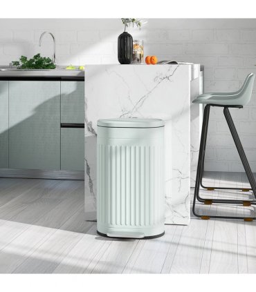 HOMCOM 30L Pedal Bin, Metal Kitchen Bin with Soft-close Lid, Light Green