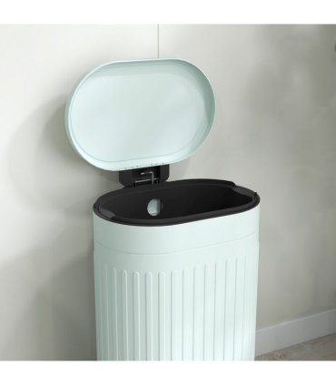 HOMCOM 30L Pedal Bin, Metal Kitchen Bin with Soft-close Lid, Light Green