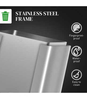 HOMCOM 3 x 15L Triple Kitchen Bin Pedal Bin for Recycling and Waste, Silver