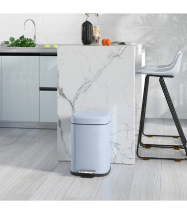 HOMCOM 12L Kitchen Pedal Bin, Metal Rubbish Bin with Soft-close Lid, Light Blue