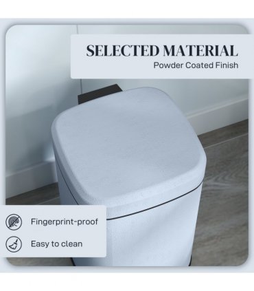 HOMCOM 12L Kitchen Pedal Bin, Metal Rubbish Bin with Soft-close Lid, Light Blue