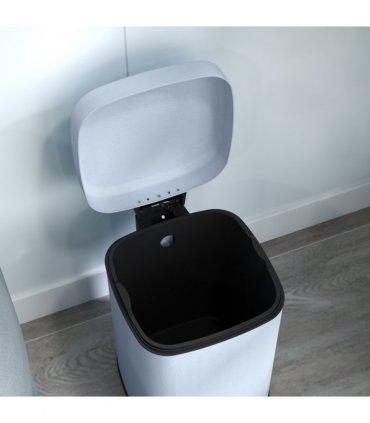 HOMCOM 12L Kitchen Pedal Bin, Metal Rubbish Bin with Soft-close Lid, Light Blue