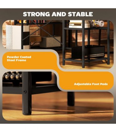HOMCOM L Shaped Gaming Desk w/ LED Lights and Power Outlets for Small Space