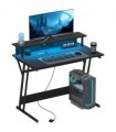 HOMCOM LED Gaming Desk with Power Outlets and Monitor Stand 100 x 60cm Black