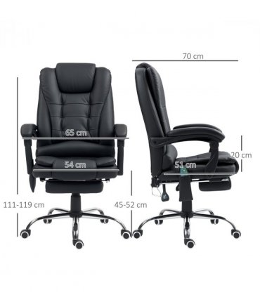 Vinsetto Ergonomic Heated 6 Points Vibration Massage Office Chair Black