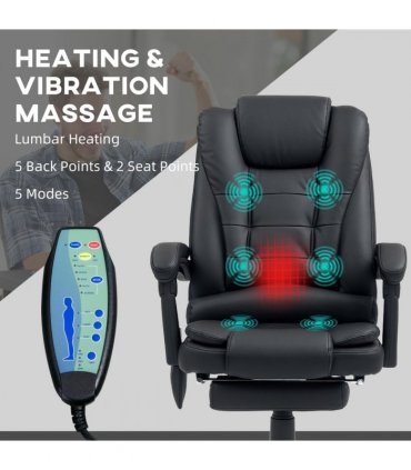Vinsetto Ergonomic Heated 6 Points Vibration Massage Office Chair Black