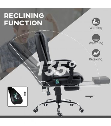 Vinsetto Ergonomic Heated 6 Points Vibration Massage Office Chair Black
