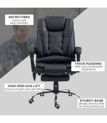 Vinsetto Ergonomic Heated 6 Points Vibration Massage Office Chair Black