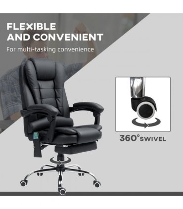 Vinsetto Ergonomic Heated 6 Points Vibration Massage Office Chair Black