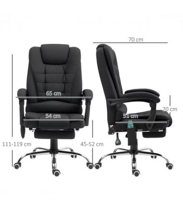 Vinsetto Ergonomic Heated 6 Points Vibration Massage Office Chair Black