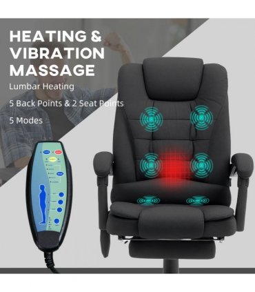 Vinsetto Ergonomic Heated 6 Points Vibration Massage Office Chair Black