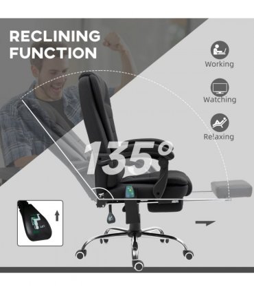 Vinsetto Ergonomic Heated 6 Points Vibration Massage Office Chair Black