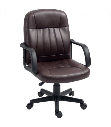 HOMCOM PU Leather Office Chair Swivel Home Computer Desk Chair, Dark Brown