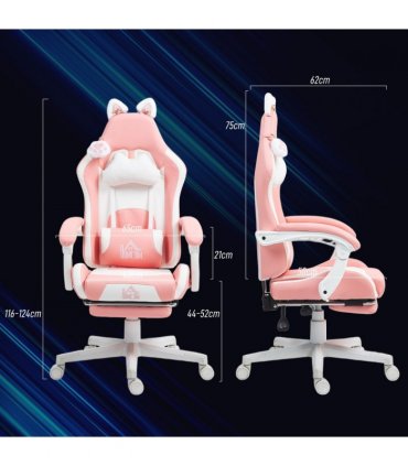 HOMCOM Gaming Chair with Footrest, Reclining Computer Chair, Pink