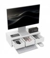 HOMCOM Monitor Stand Riser with 3 Drawers for Laptop, Computer, PC, White