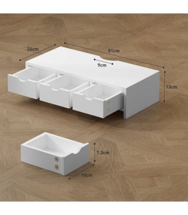 HOMCOM Monitor Stand Riser with 3 Drawers for Laptop, Computer, PC, White