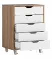 Vinsetto Mobile Filing Cabinet, 5-drawer File Cabinet with Wheels, Oak