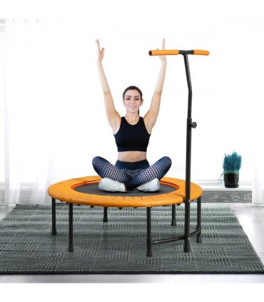 HOMCOM 40'' Mini Trampoline Adult Rebounder Jumper w/ Handle Fitness Orange