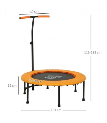 HOMCOM 40'' Mini Trampoline Adult Rebounder Jumper w/ Handle Fitness Orange
