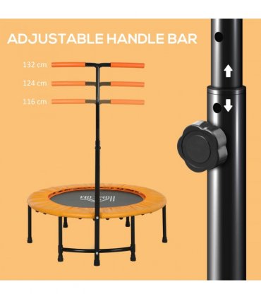 HOMCOM 40'' Mini Trampoline Adult Rebounder Jumper w/ Handle Fitness Orange