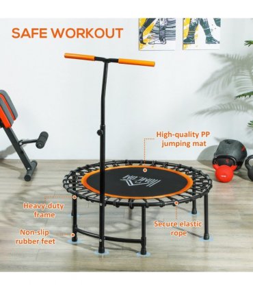 HOMCOM 40'' Mini Trampoline Adult Rebounder Jumper w/ Handle Fitness Orange