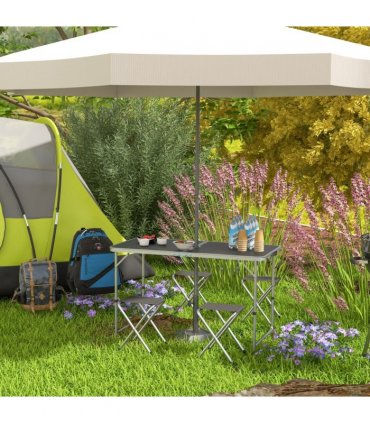 Outsunny Camping Table and Chairs Outdoor Indoor Use for BBQ Picnic Garden