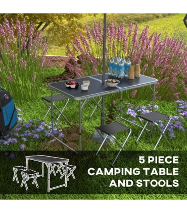 Outsunny Camping Table and Chairs Outdoor Indoor Use for BBQ Picnic Garden