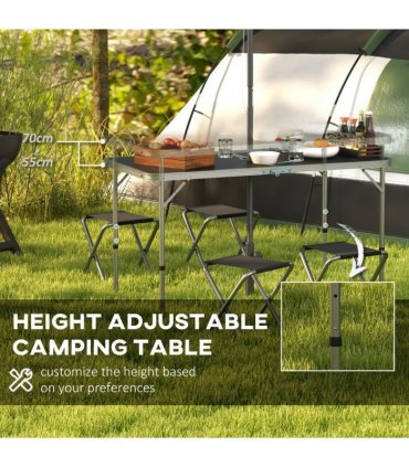 Outsunny Camping Table and Chairs Outdoor Indoor Use for BBQ Picnic Garden