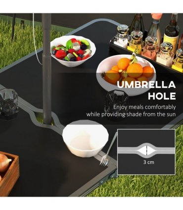 Outsunny Camping Table and Chairs Outdoor Indoor Use for BBQ Picnic Garden