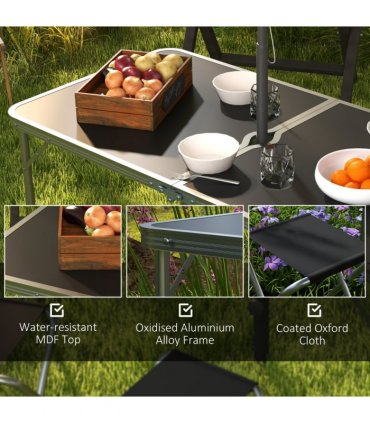 Outsunny Camping Table and Chairs Outdoor Indoor Use for BBQ Picnic Garden