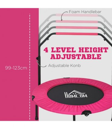 HOMCOM 40" Foldable Mini Fitness Trampoline w/ Foam Handle, Pink