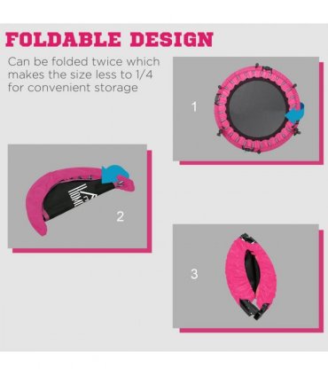 HOMCOM 40" Foldable Mini Fitness Trampoline w/ Foam Handle, Pink