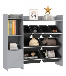 AIYAPLAY Toy Storage Unit with 8 Removable Bins, Storage Shelves, Cabinet