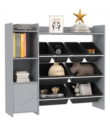 AIYAPLAY Toy Storage Unit with 8 Removable Bins, Storage Shelves, Cabinet