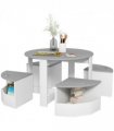 AIYAPLAY 5-Piece Kids Table and Chairs Set w/ Storage for 3-8 Years Old-Grey