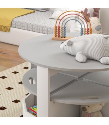 AIYAPLAY 5-Piece Kids Table and Chairs Set w/ Storage for 3-8 Years Old-Grey