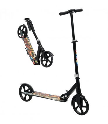 AIYAPLAY Kids Scooter, Foldable Kick Scooter w/ Adjustable Handlebar, Black