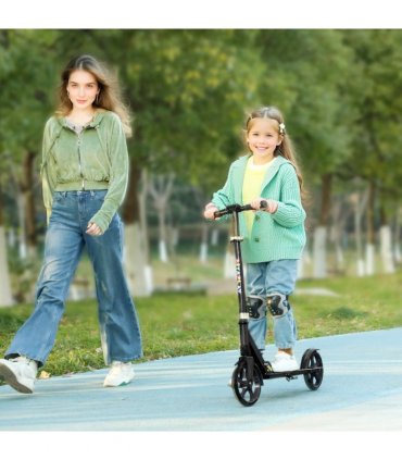 AIYAPLAY Kids Scooter, Foldable Kick Scooter w/ Adjustable Handlebar, Black