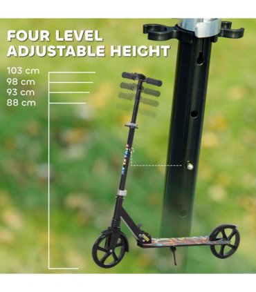 AIYAPLAY Kids Scooter, Foldable Kick Scooter w/ Adjustable Handlebar, Black