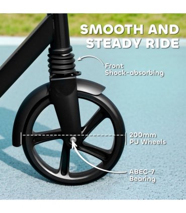 AIYAPLAY Kids Scooter, Foldable Kick Scooter w/ Adjustable Handlebar, Black
