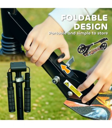 AIYAPLAY Kids Scooter, Foldable Kick Scooter w/ Adjustable Handlebar, Black
